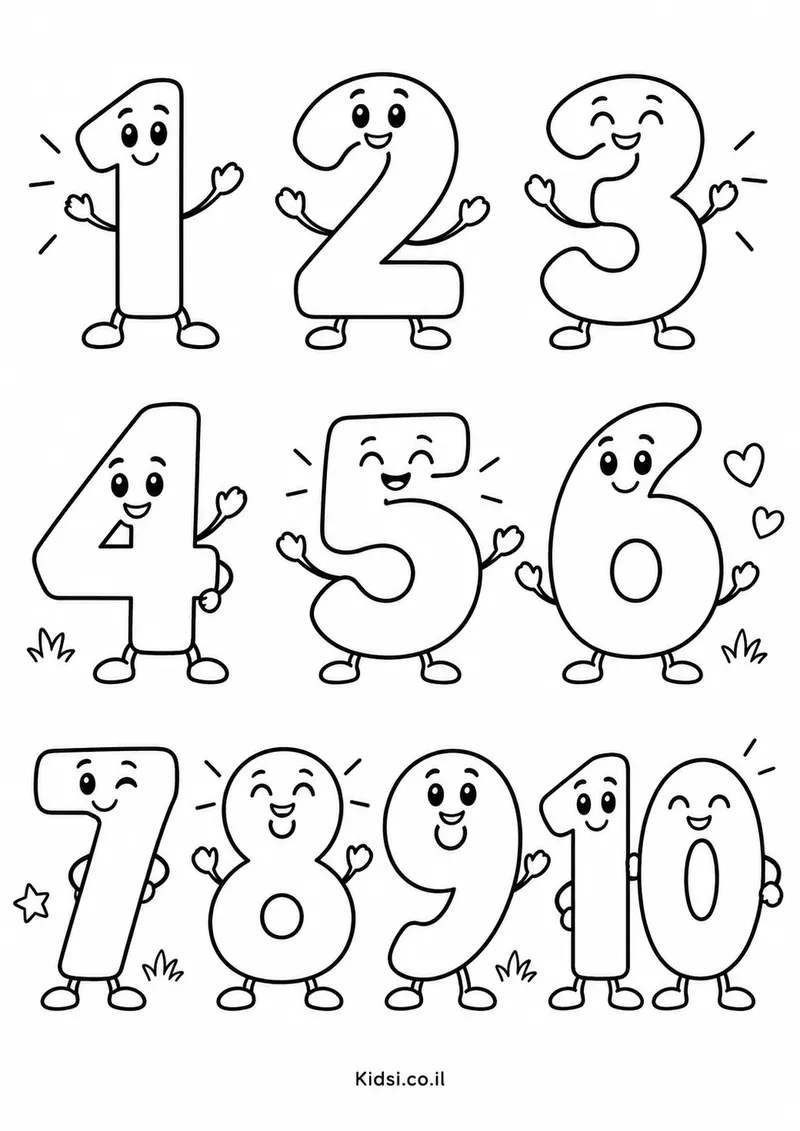 המספרים 1–10 לצביעה