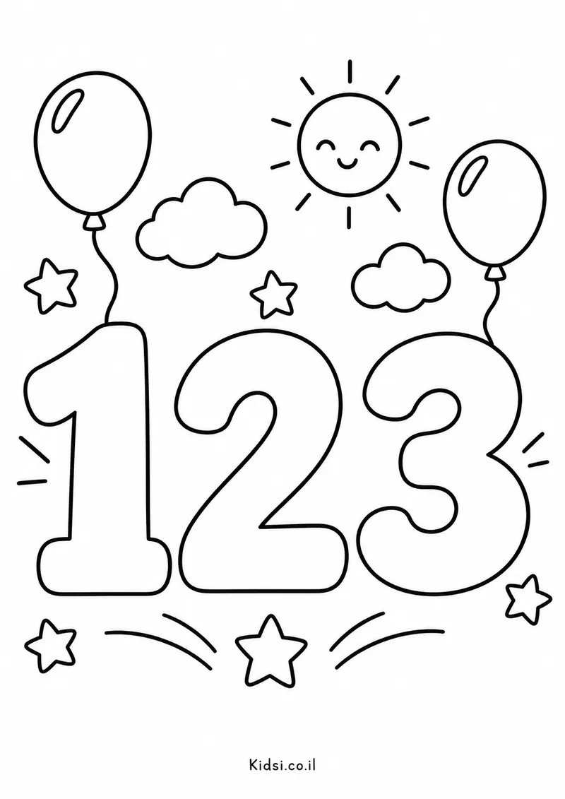 המספרים 1–3 לצביעה